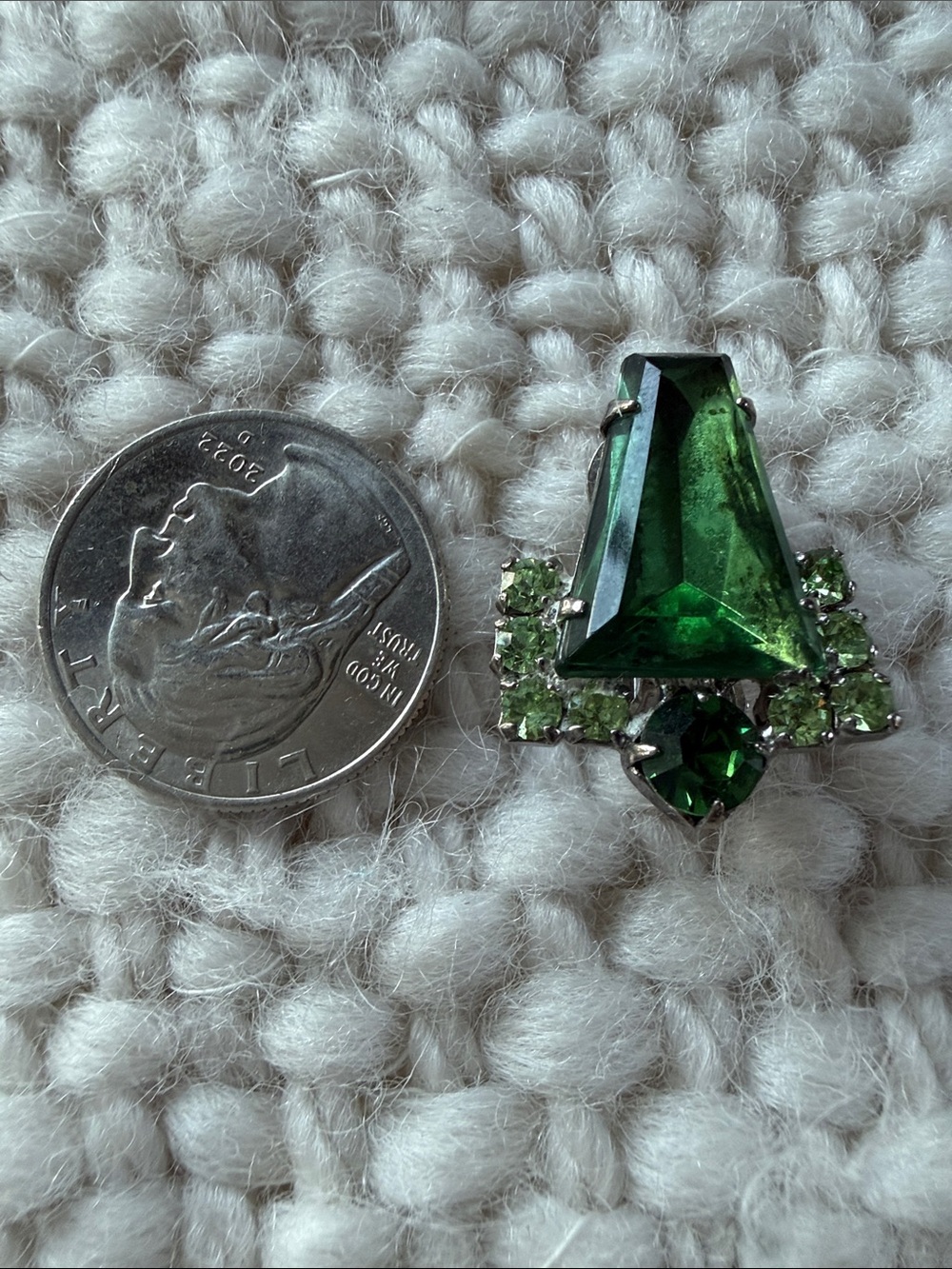 Emerald Green Crystal Clip-On Earrings - Picture 3 of 3